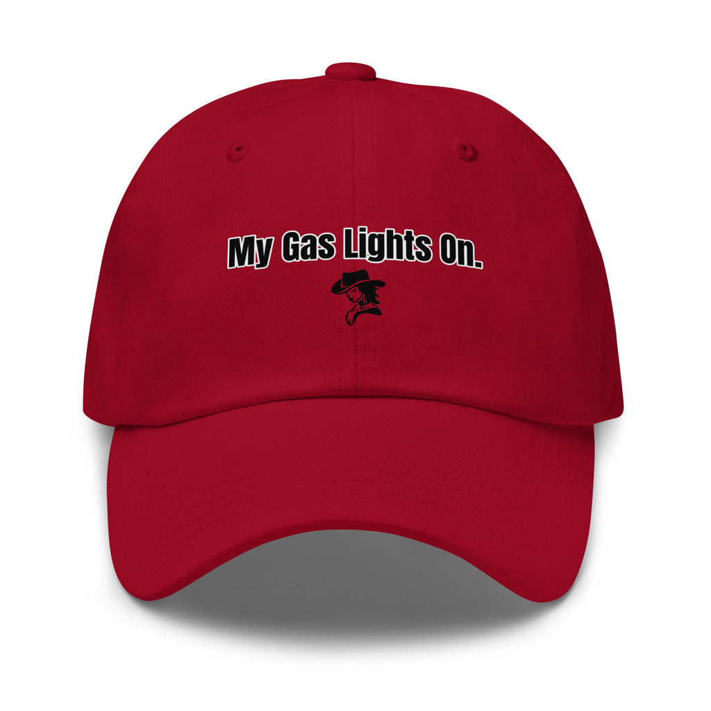 Red cap with 'My Gas Lights On' text and logo on a white background