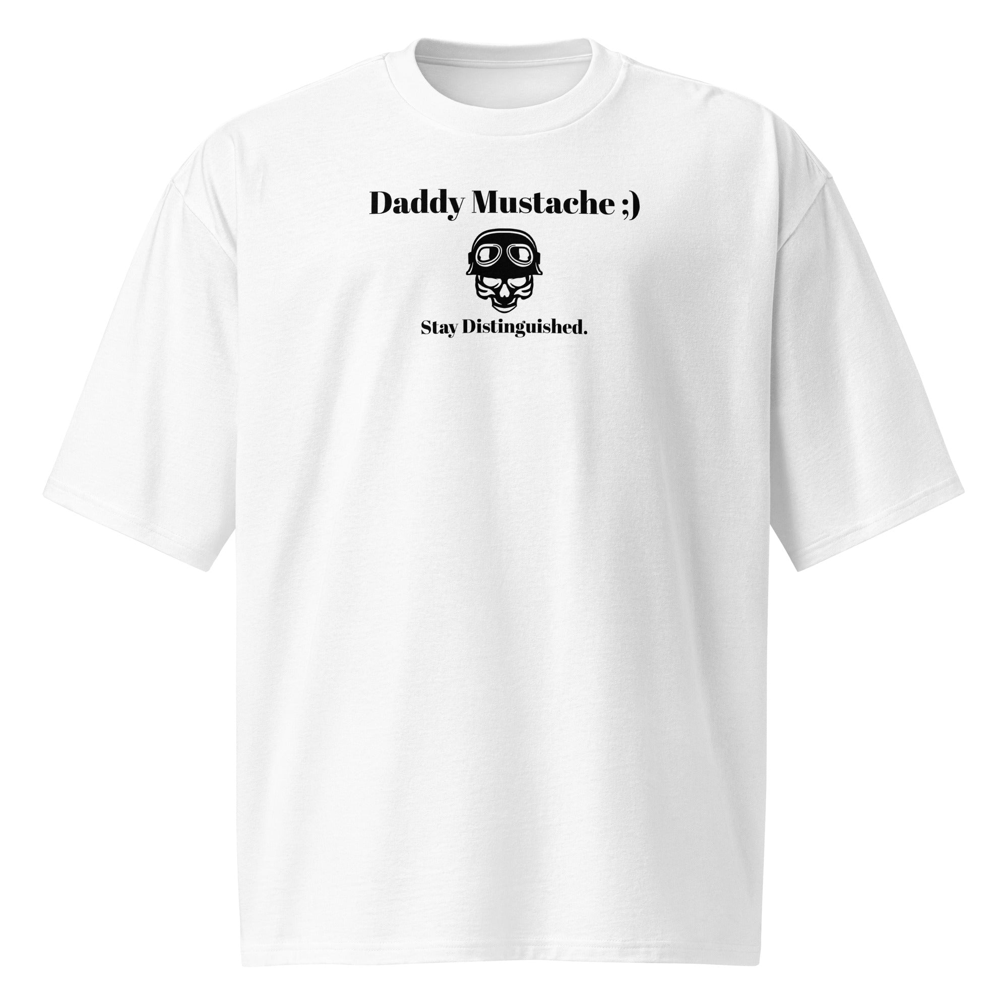 White t-shirt with black text and graphic on a white background
